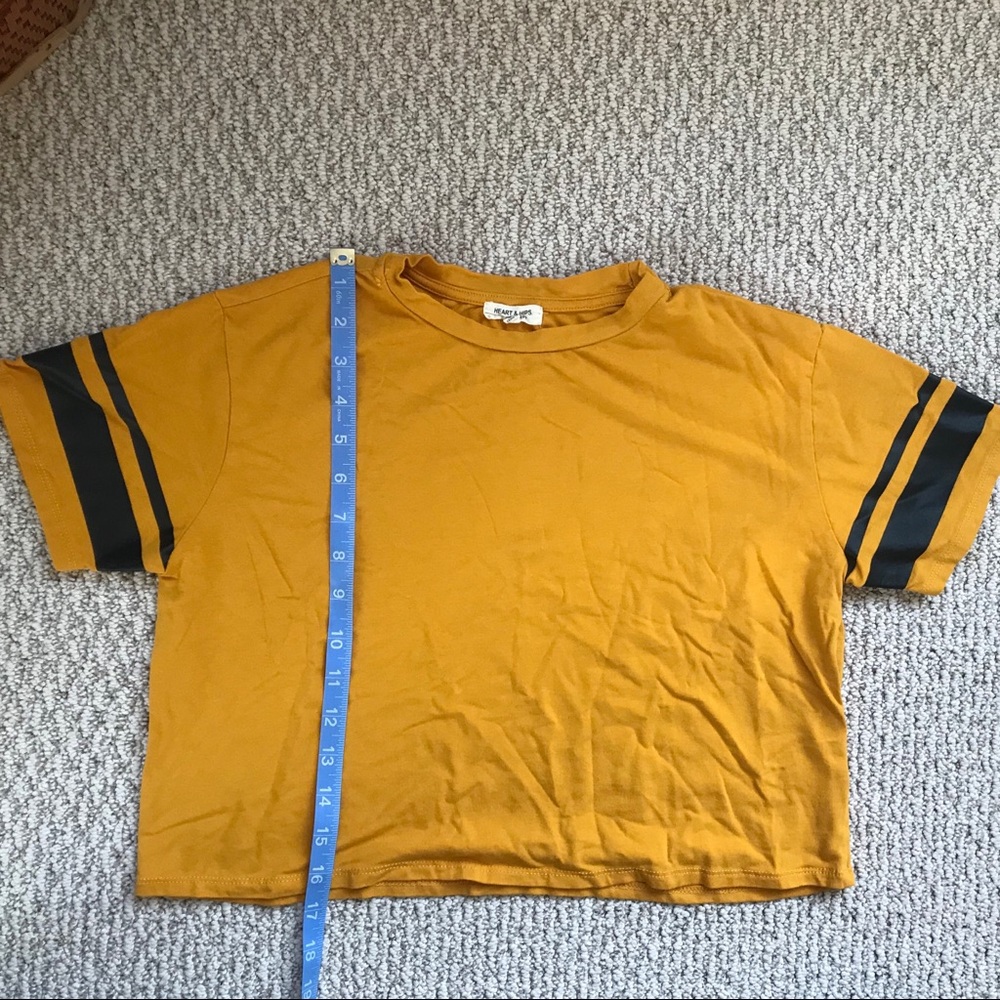 Boxy Mustard Crop-Top Ringer Tee